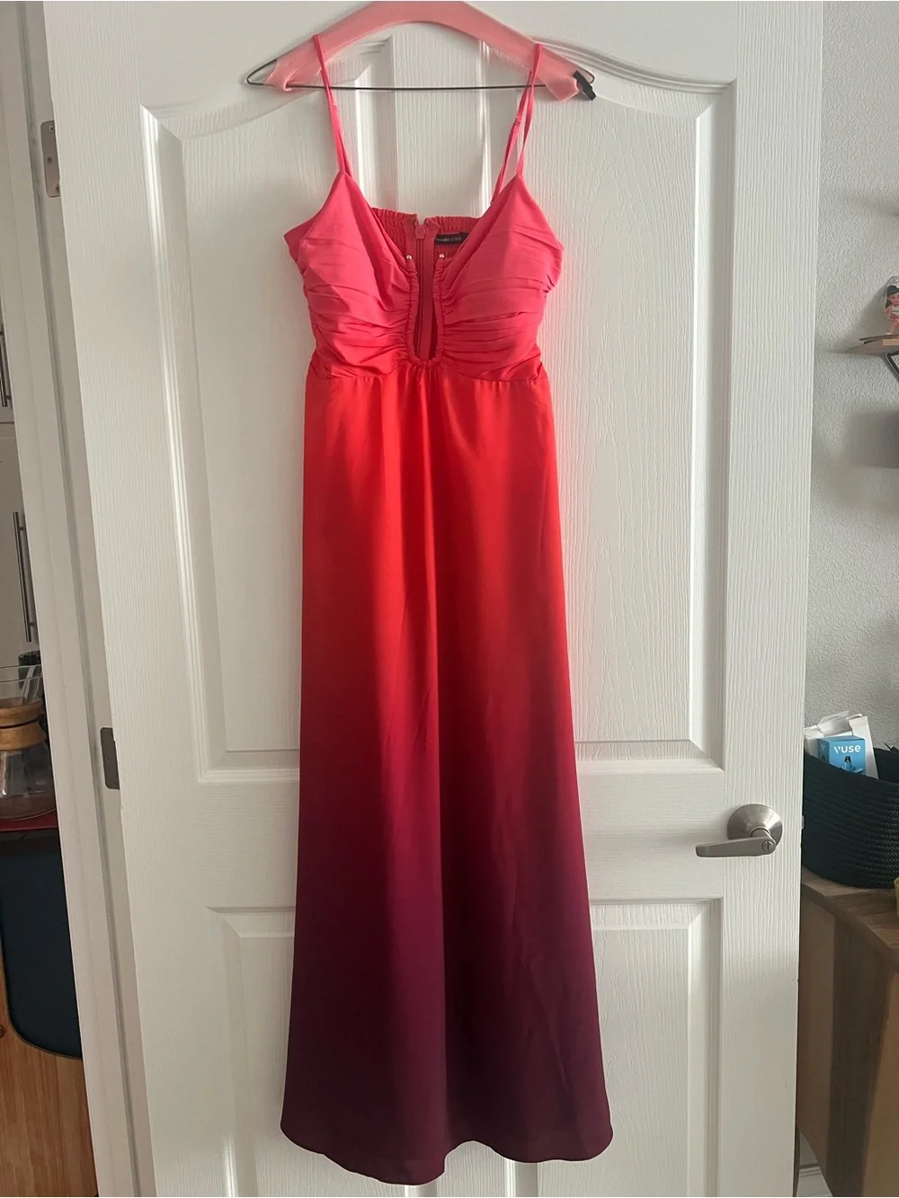 Abercrombie & Fitch Pink to Burgundy Ombre Spaghetti Strap Maxi Dress